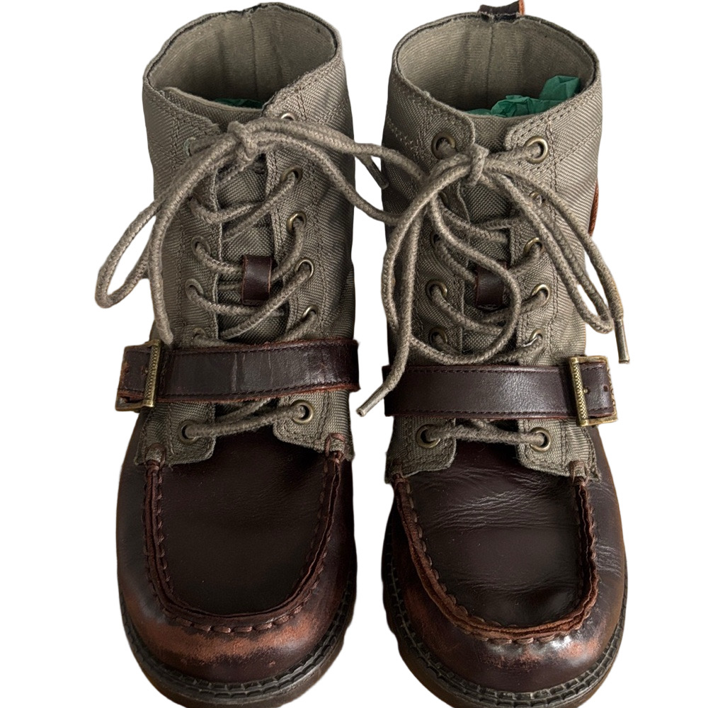 Polo Ralph Lauren Ranger Tumbler Youth Canvas and Leather Lace-Up Boots size 4 - Picture 3 of 11